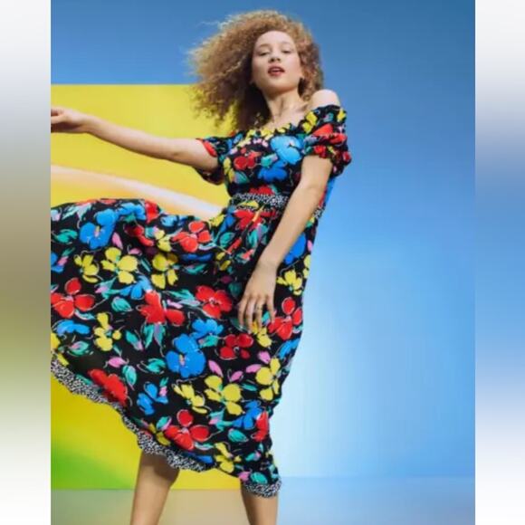 RIXO for target bright colorful floral off the shoulder maxi dress 24W/26W plus - Picture 1 of 10